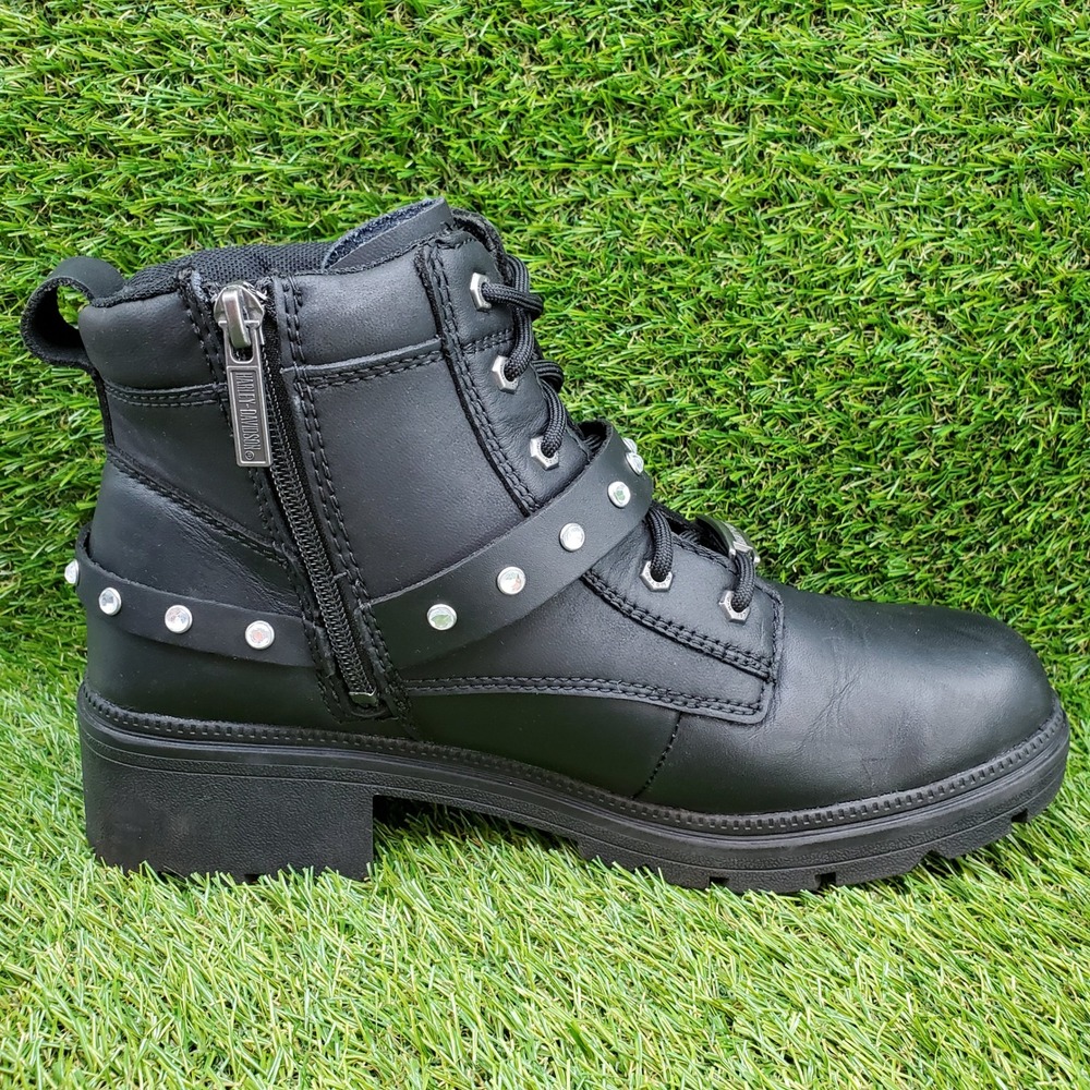 Harley-Davidson Tegan Glam SIZE 9 Women's Leather Motorcycle Boots Black Studded - Picture 4 of 9
